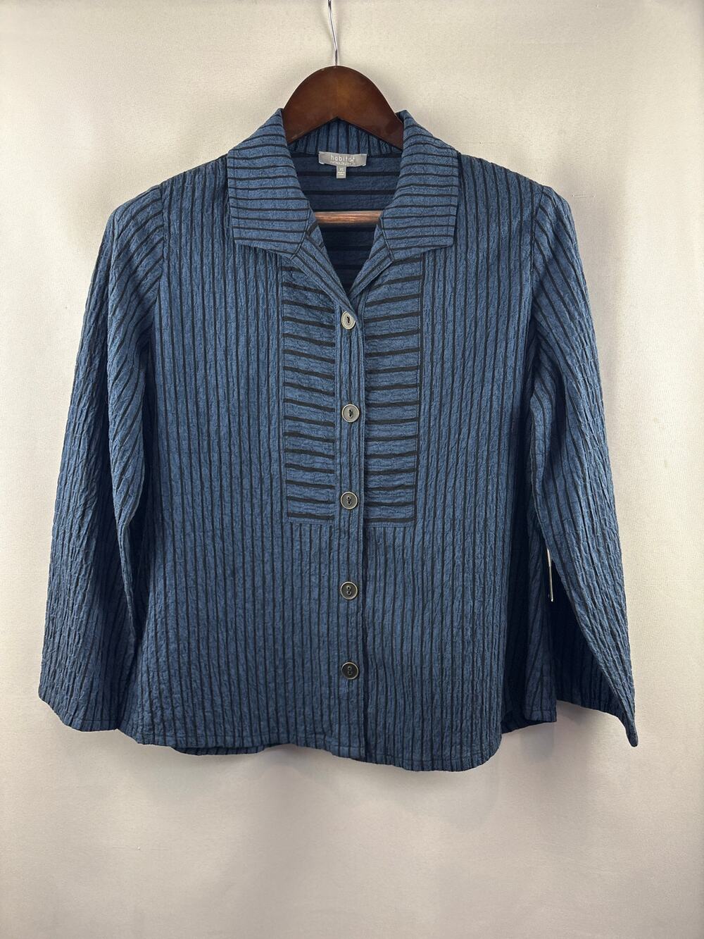 Women’s Habitat XS Dark Blue & Black Striped Button Up